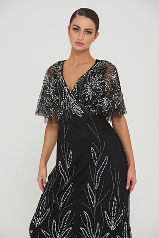 Frock & Frill Josephine Black Embellished Maxi Dress