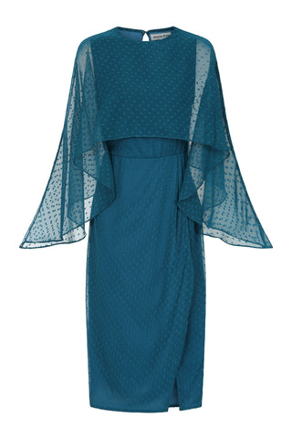 Frock & Frill Juliet Blue Cape Detail Midi Dress