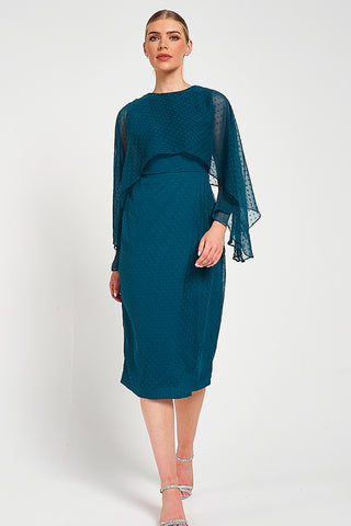 Frock & Frill Juliet Blue Cape Detail Midi Dress