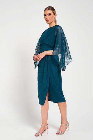 frock & frill Juliet Blue Cape Detail Midi Dress