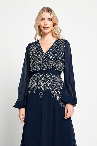 Frock & Frill Kaira Navy Sequin Maxi Dress
