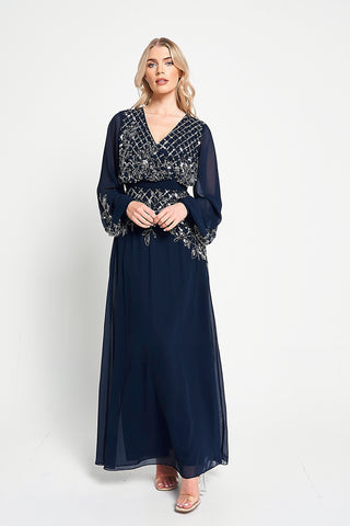 frock & frill Kaira Navy Sequin Maxi Dress