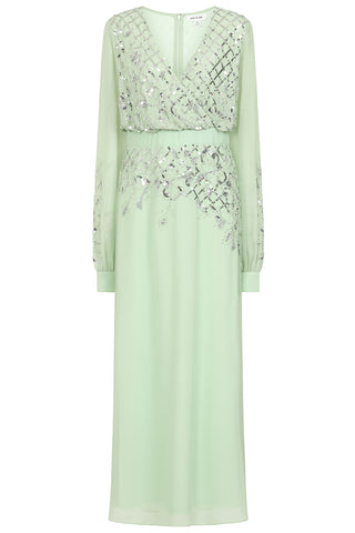 Frock & Frill Kaira Pale Green Sequin Maxi Dress