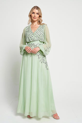 Frock & Frill Kaira Pale Green Sequin Maxi Dress