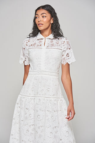 Frock & Frill Kalina White Lace Shirt Dress