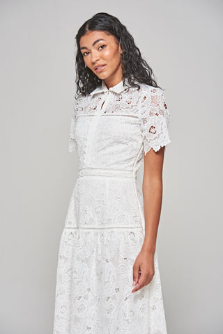 Frock & Frill Kalina White Lace Shirt Dress
