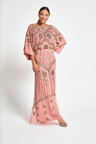 Frock & Frill Kassia Blush Embellished Maxi Dress