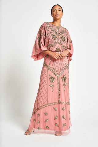 frock & frill Kassia Blush Embellished Maxi Dress