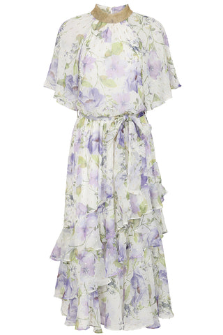 Frock & Frill Kelda White Floral Print Midi Dress