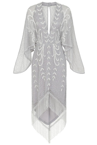 Frock & Frill Kendra Grey Embellished Midi Dress