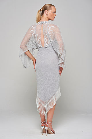 Frock & Frill Kendra Grey Embellished Midi Dress