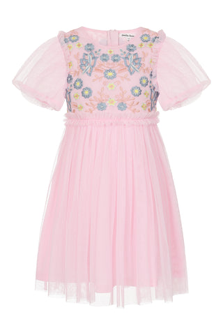 Frock & Frill Lacey Blush Floral Embroidered Dress