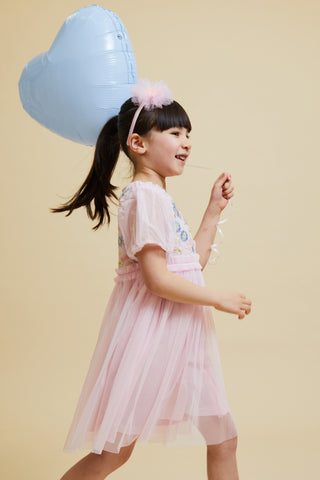 Frock & Frill Lacey Blush Floral Embroidered Dress