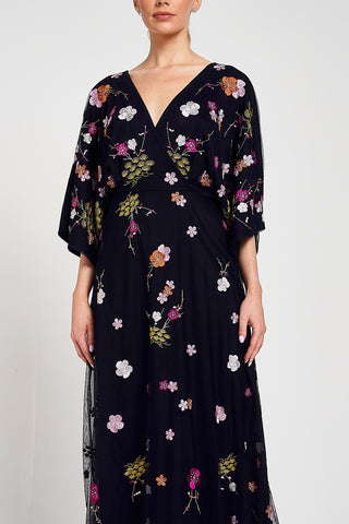 Frock & Frill Lana Floral Embroidered Maxi Dress