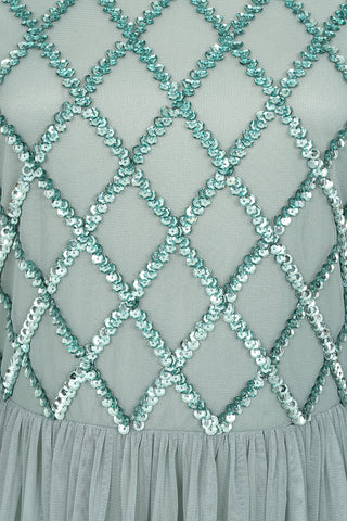 Frock & Frill Lavina Sage Sequin Maxi Dress