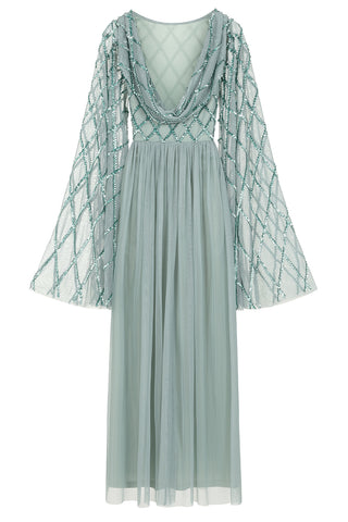 Frock & Frill Lavina Sage Sequin Maxi Dress