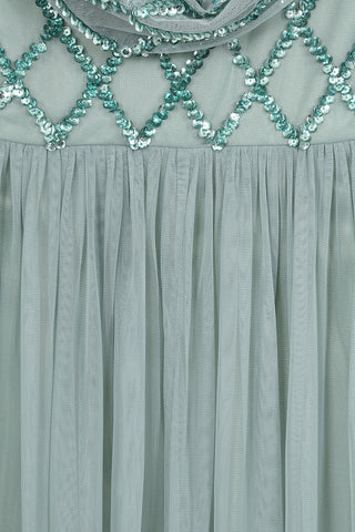 Frock & Frill Lavina Sage Sequin Maxi Dress