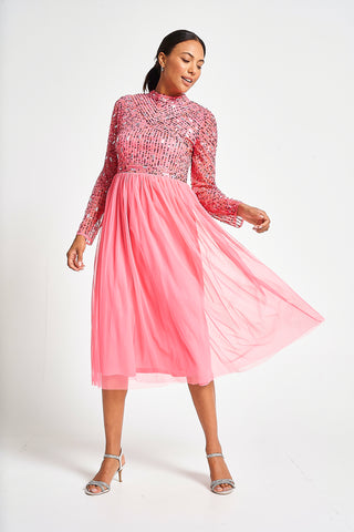 Frock & Frill Lela Strawberry Embellished Midi Dress