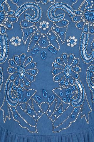 Frock & Frill Lena Blue Embellished Midi Dress