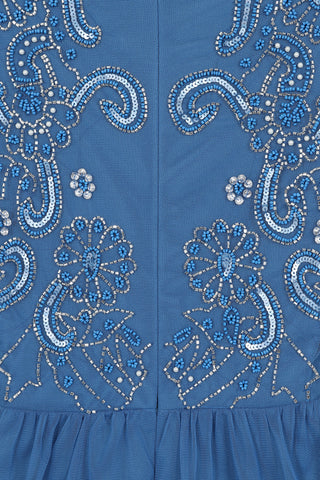 Frock & Frill Lena Blue Embellished Midi Dress