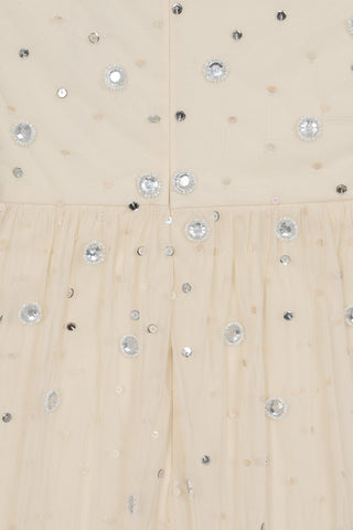 Frock & Frill Linda Cream Embellished Maxi Dress