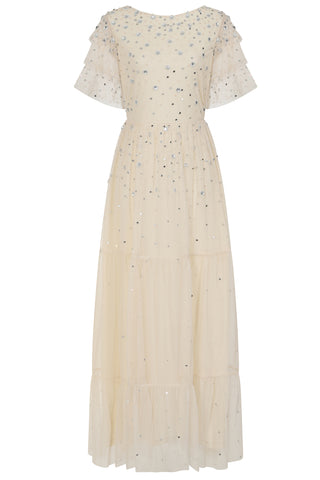 frock & frill Linda Cream Embellished Maxi Dress
