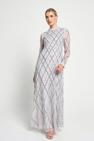 frock & frill Lise Grey Sequin Maxi Dress