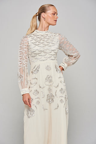 frock & frill Loretta Cream Embroidered Maxi Dress