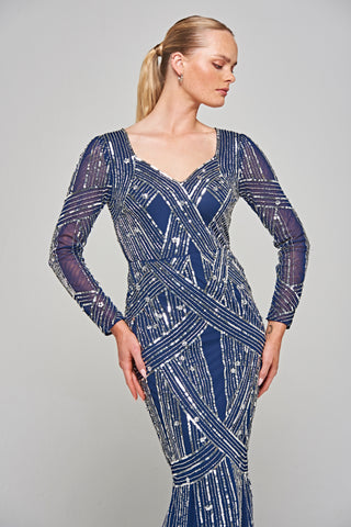 frock & frill Lorraine Navy Embellished Maxi Dress