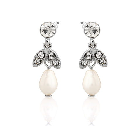 frock & frill Lula Short Pearl Drop Crystal Earrings
