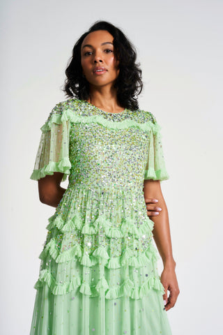 Frock & Frill Lydia Green Sequin Maxi Dress