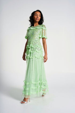 Frock & Frill Lydia Green Sequin Maxi Dress