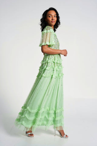 frock & frill Lydia Green Sequin Maxi Dress