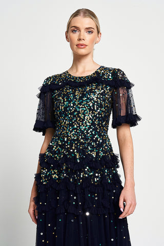 Frock & Frill Lydia Navy Sequin Maxi Dress