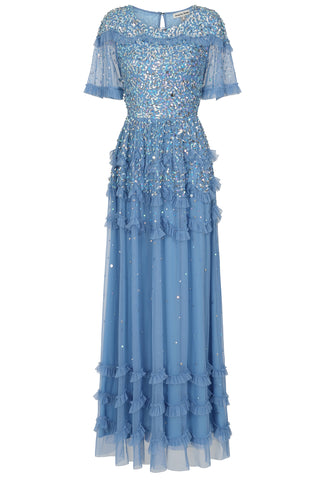 Frock & Frill Lydia Powder Blue Sequin Maxi Dress