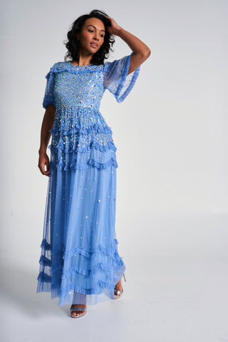 Frock & Frill Lydia Powder Blue Sequin Maxi Dress