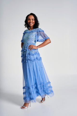 Frock & Frill Lydia Powder Blue Sequin Maxi Dress