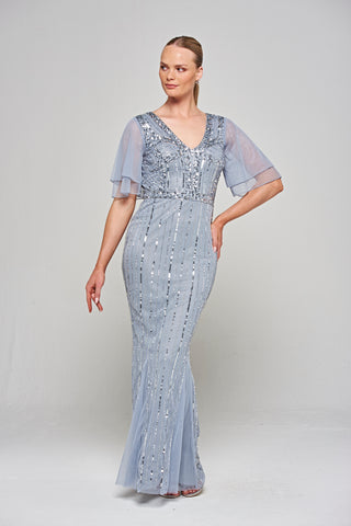 frock & frill Lynda Grey Embellished Maxi Dress