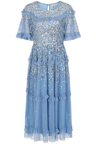 frock & frill Lynne Blue Sequin Midi Dress