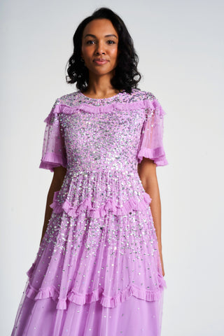 Frock & Frill Lynne Pink Sequin Midi Dress