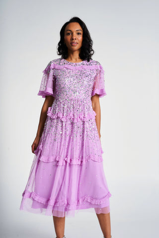 Frock & Frill Lynne Pink Sequin Midi Dress