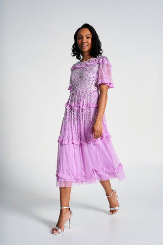 frock & frill Lynne Pink Sequin Midi Dress