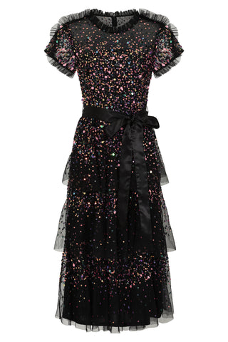Frock & Frill Medora Black Sequin Midi Dress