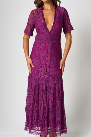 Frock & Frill Mila Purple Lace Maxi Dress