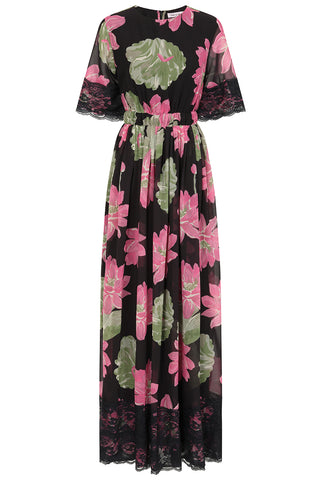 Frock & Frill Milena Black Floral Print Maxi Dress