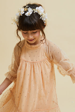 Frock & Frill Minnie Almond Sequin Smock Dress