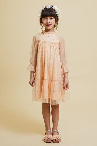 frock & frill Minnie Almond Sequin Smock Dress