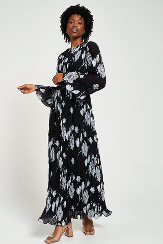 Frock & Frill Mira Black Floral Print Maxi Dress