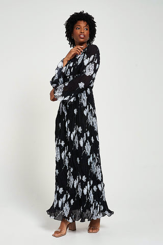 Frock & Frill Mira Black Floral Print Maxi Dress