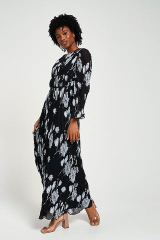 frock & frill Mira Black Floral Print Maxi Dress